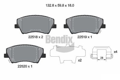 BPD2317 BENDIX Braking Комплект тормозных колодок, дисковый тормоз