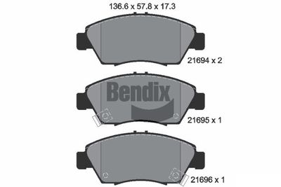 BPD1834 BENDIX Braking Комплект тормозных колодок, дисковый тормоз