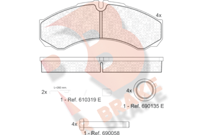 RB1208123 R BRAKE Комплект тормозных колодок, дисковый тормоз