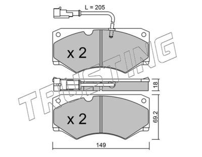 0167 TRUSTING Комплект тормозных колодок, дисковый тормоз