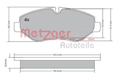 1170271 METZGER Комплект тормозных колодок, дисковый тормоз