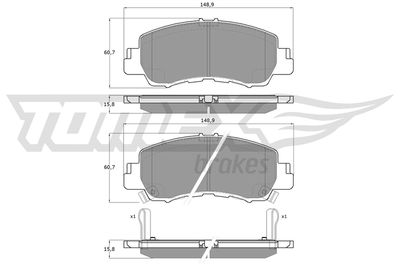 TX6015 TOMEX Brakes Комплект тормозных колодок, дисковый тормоз
