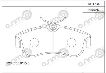 KD1734 ASIMCO Комплект тормозных колодок, дисковый тормоз