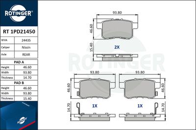 RT1PD21450 ROTINGER Комплект тормозных колодок, дисковый тормоз