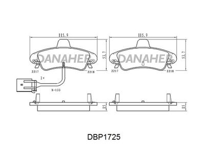 DBP1725 DANAHER Комплект тормозных колодок, дисковый тормоз