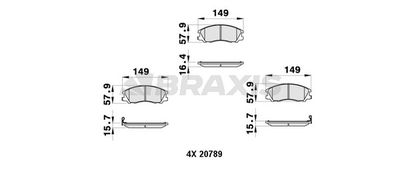 AB0404 BRAXIS Комплект тормозных колодок, дисковый тормоз