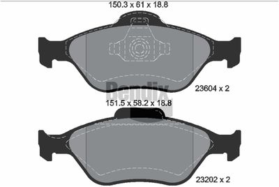 BPD1104 BENDIX Braking Комплект тормозных колодок, дисковый тормоз