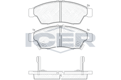 181453 ICER Комплект тормозных колодок, дисковый тормоз
