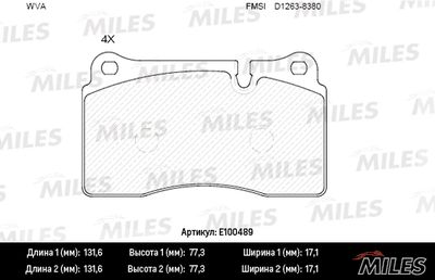 E100489 MILES Комплект тормозных колодок, дисковый тормоз