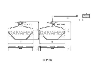 DBP566 DANAHER Комплект тормозных колодок, дисковый тормоз