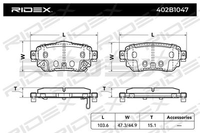 402B1047 RIDEX Комплект тормозных колодок, дисковый тормоз