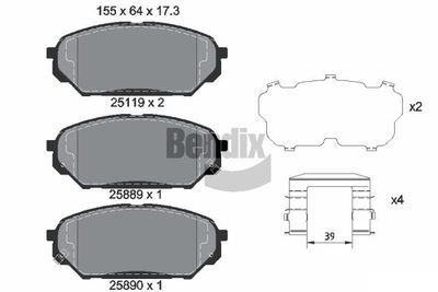 BPD2225 BENDIX Braking Комплект тормозных колодок, дисковый тормоз