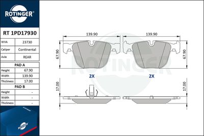 RT1PD17930 ROTINGER Комплект тормозных колодок, дисковый тормоз