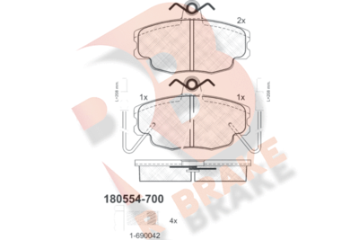 RB0554700 R BRAKE Комплект тормозных колодок, дисковый тормоз