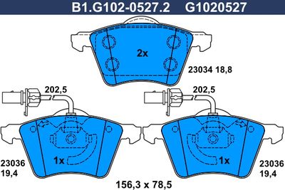 B1G10205272 GALFER Комплект тормозных колодок, дисковый тормоз