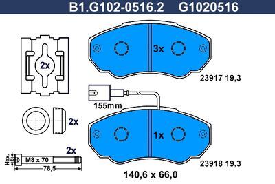 B1G10205162 GALFER Комплект тормозных колодок, дисковый тормоз