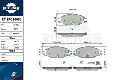 RT2PD26981 ROTINGER Комплект тормозных колодок, дисковый тормоз