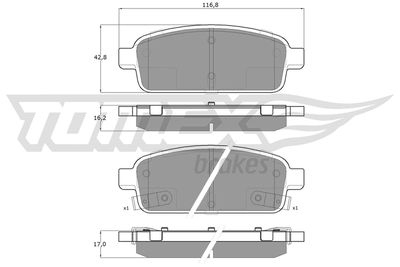 TX1652 TOMEX Brakes Комплект тормозных колодок, дисковый тормоз