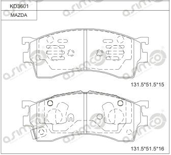 KD3601 ASIMCO Комплект тормозных колодок, дисковый тормоз