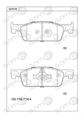 KD7478 ASIMCO Комплект тормозных колодок, дисковый тормоз