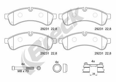 292310070300 BRECK Комплект тормозных колодок, дисковый тормоз