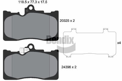 BPD1694 BENDIX Braking Комплект тормозных колодок, дисковый тормоз