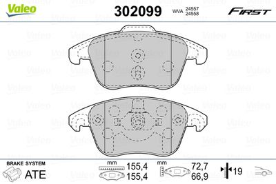 302099 VALEO Комплект тормозных колодок, дисковый тормоз