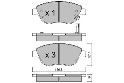 BPOP1007 AISIN Комплект тормозных колодок, дисковый тормоз