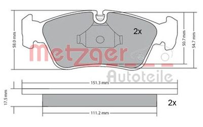 1170019 METZGER Комплект тормозных колодок, дисковый тормоз