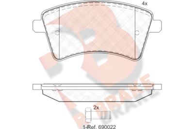 RB1854200 R BRAKE Комплект тормозных колодок, дисковый тормоз