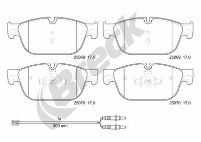250690070100 BRECK Комплект тормозных колодок, дисковый тормоз