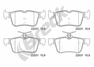 225310070200 BRECK Комплект тормозных колодок, дисковый тормоз