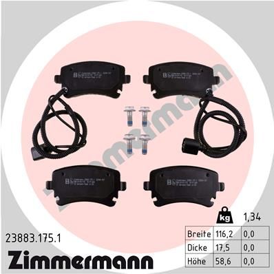 238831751 ZIMMERMANN Комплект тормозных колодок, дисковый тормоз