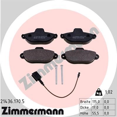 214361705 ZIMMERMANN Комплект тормозных колодок, дисковый тормоз