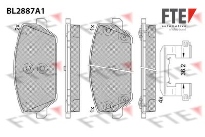 BL2887A1 FTE Комплект тормозных колодок, дисковый тормоз