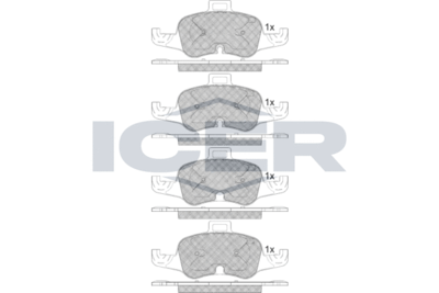 182233 ICER Комплект тормозных колодок, дисковый тормоз