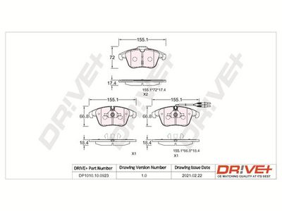 DP1010100923 Dr!ve+ Комплект тормозных колодок, дисковый тормоз