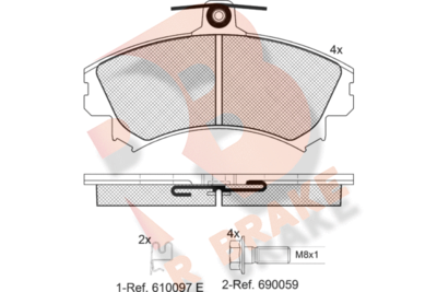 RB1118700 R BRAKE Комплект тормозных колодок, дисковый тормоз