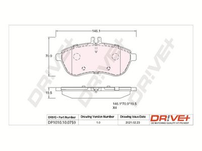 DP1010100759 Dr!ve+ Комплект тормозных колодок, дисковый тормоз