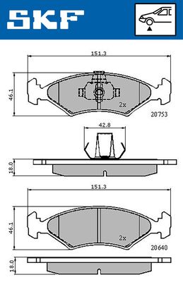 VKBP80602 SKF Комплект тормозных колодок, дисковый тормоз