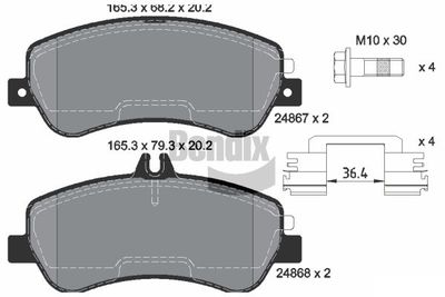 BPD1349 BENDIX Braking Комплект тормозных колодок, дисковый тормоз