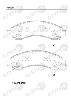 KD0047 ASIMCO Комплект тормозных колодок, дисковый тормоз