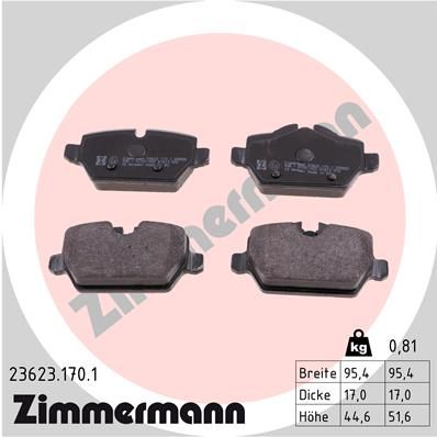 236231701 ZIMMERMANN Комплект тормозных колодок, дисковый тормоз