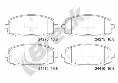 242750070210 BRECK Комплект тормозных колодок, дисковый тормоз