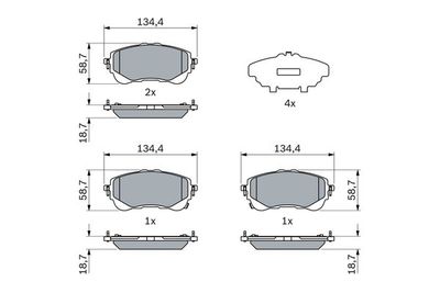 0986424898 BOSCH Комплект тормозных колодок, дисковый тормоз