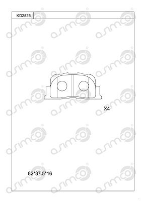 KD2525 ASIMCO Комплект тормозных колодок, дисковый тормоз