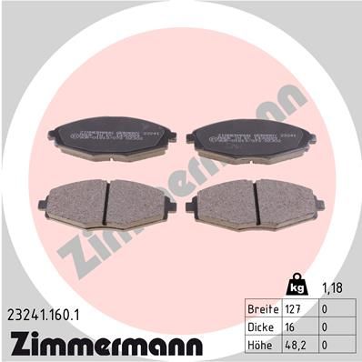 232411601 ZIMMERMANN Комплект тормозных колодок, дисковый тормоз