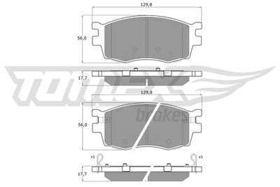 TX1627 TOMEX Brakes Комплект тормозных колодок, дисковый тормоз