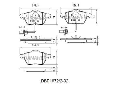 DBP1672202 DANAHER Комплект тормозных колодок, дисковый тормоз