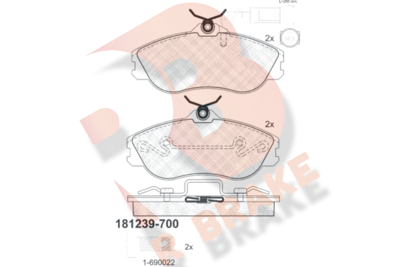 RB1239700 R BRAKE Комплект тормозных колодок, дисковый тормоз